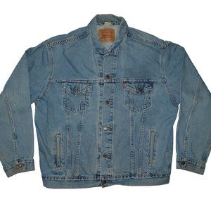 Vintage Levis Jean Trucker Jacket Mens size XL Blue 90s Red Tab Denim